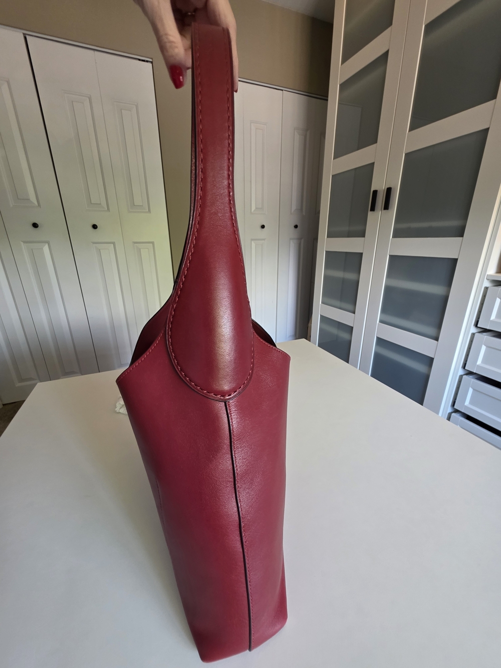 Coach Brooklyn 28 Leather Shoulder Hobo Bag In Ruby - Picture 11 of 16